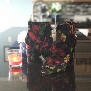 Women's Floral Textile Peeptoe Ankle Booties